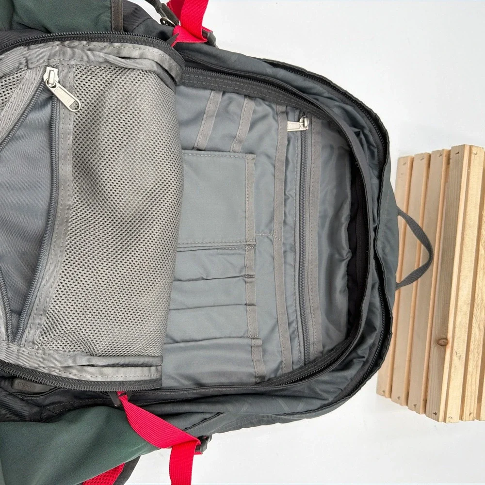 The North Face Backpack Surge II Laptop Sleeve Multi Pocket Black Red Mens OS